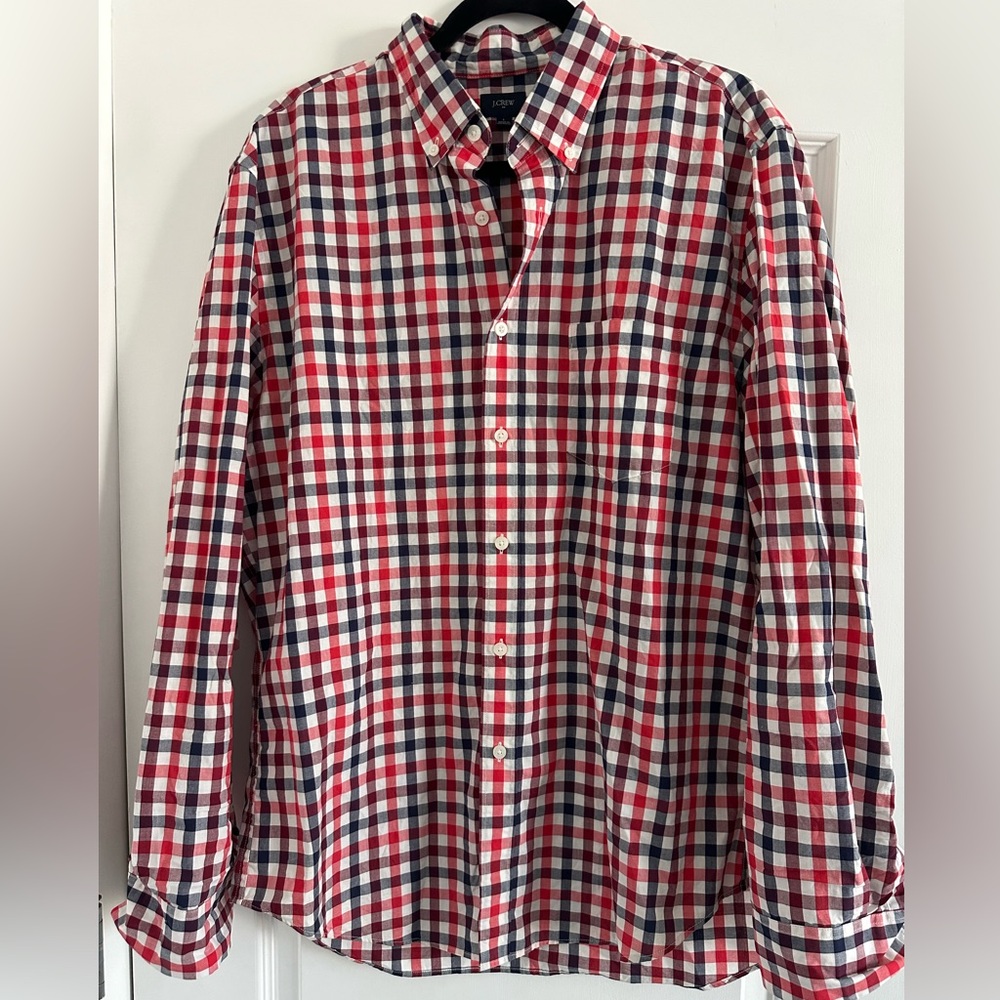 J. Crew Red and Blue Plaid Men's Shirt